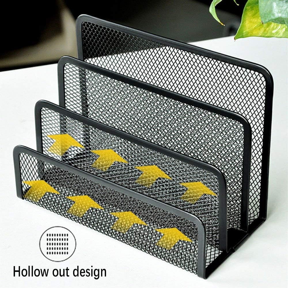wishacc Desk Mail Organizer Small File Holders Letter Metal Mesh Document/Filing/Folders/Paper Organizer for Desktop
